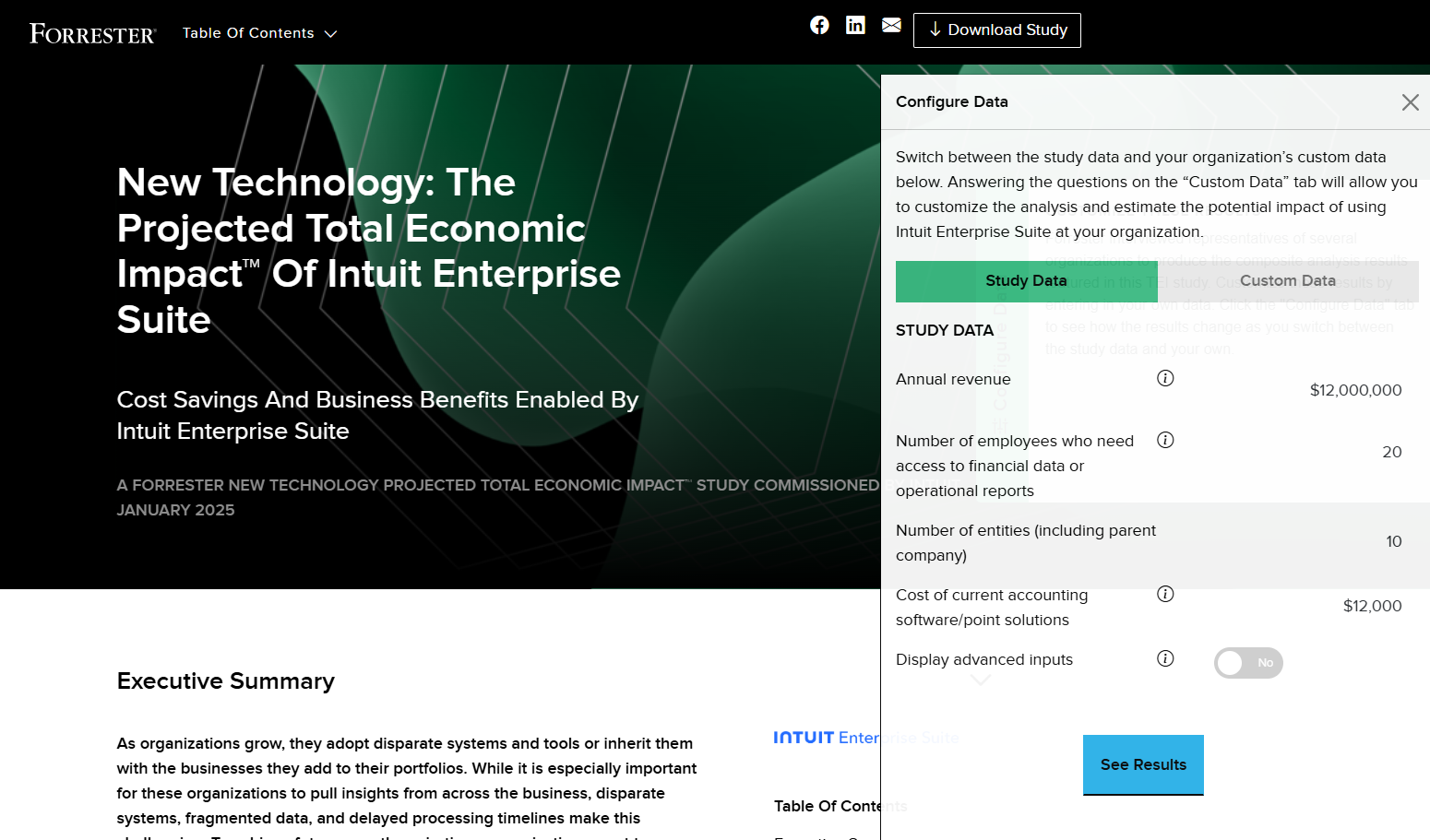 Forrester-hosted ROI calculator